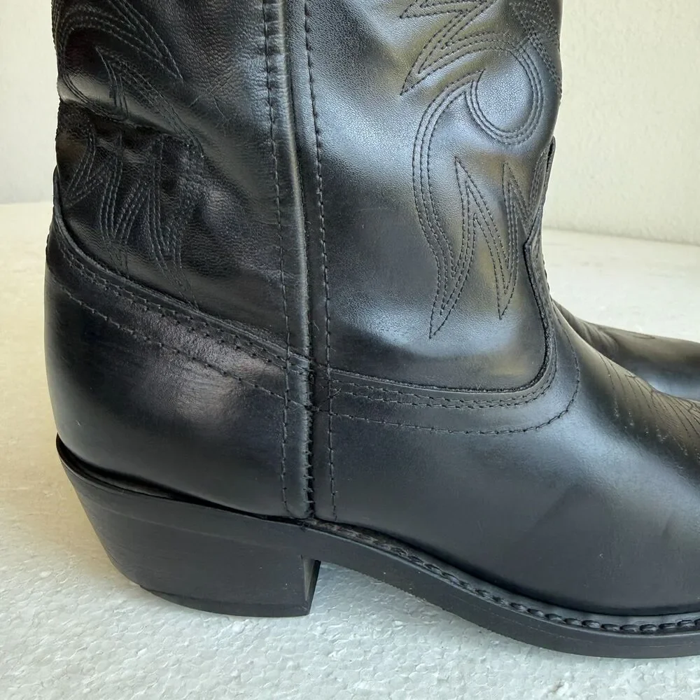 Men's Black Laredo Cowboy Boots 4240 Size 8.5D Lea Vamp Fox Western Point Toe